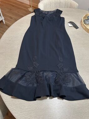 Elegant Navy Blue Cap Sleeve Dress